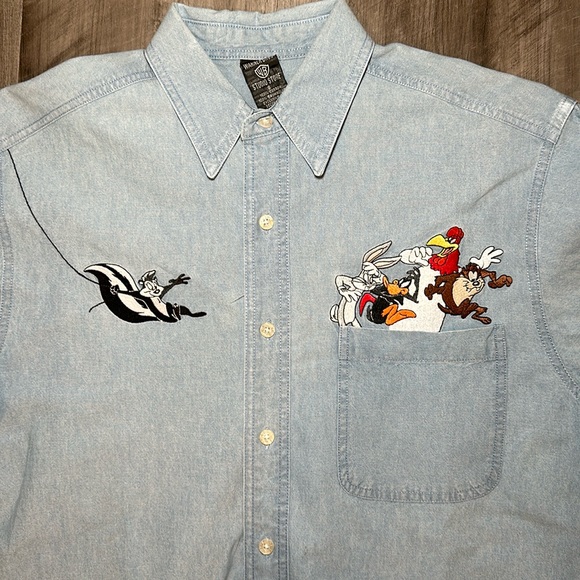 Warner Bros. Studio Store Vintage Denim Long Sleeve Button Down - Small - Picture 5 of 6